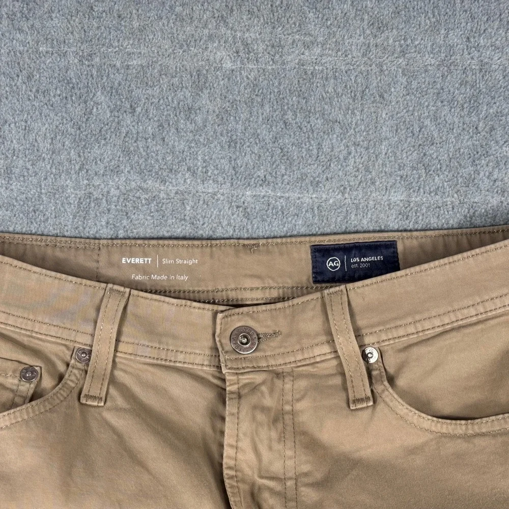 AG Adriano Goldschmied Pants Mens 32x32 Everett Slim Straight Khaki Italy